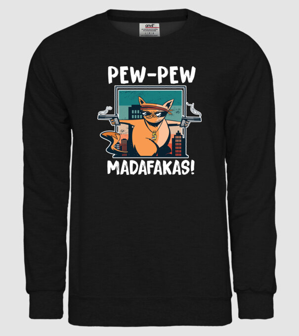 Pew Pew Pew Madafakas Pisică model negru pe tricou