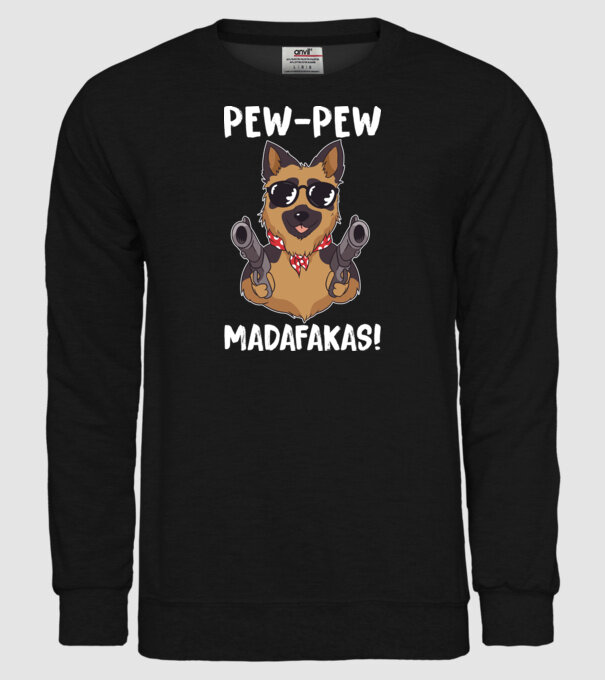Pew Pew Pew Madafakas Ciobănesc german model negru pe tricou