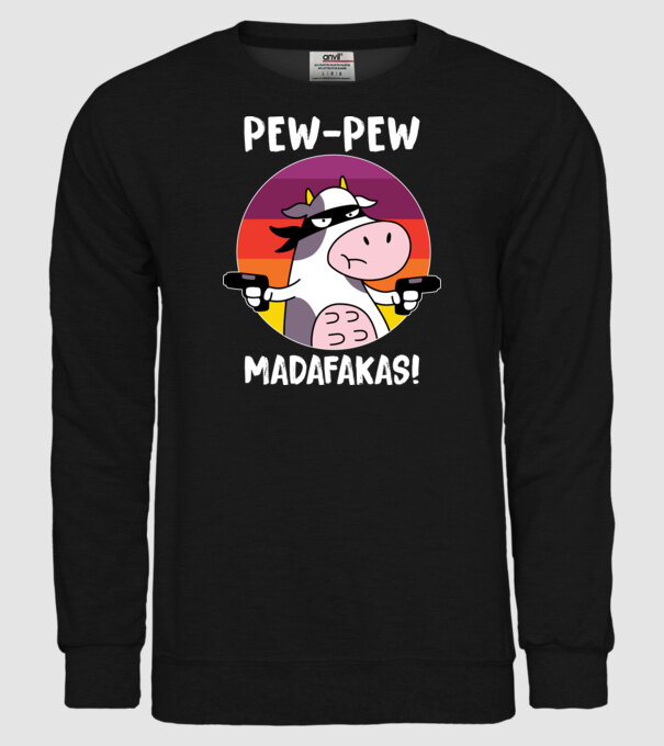 Pew Pew Pew Madafakas Vacă model negru pe tricou