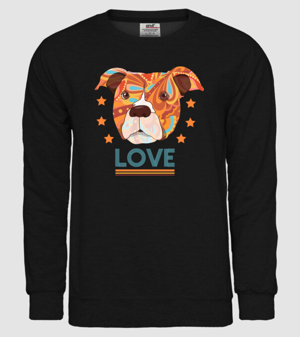 Dragoste Pitbull model negru pe tricou