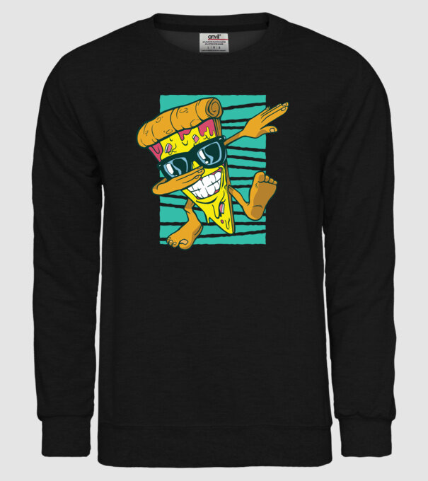 Felie de pizza DAB model negru pe tricou