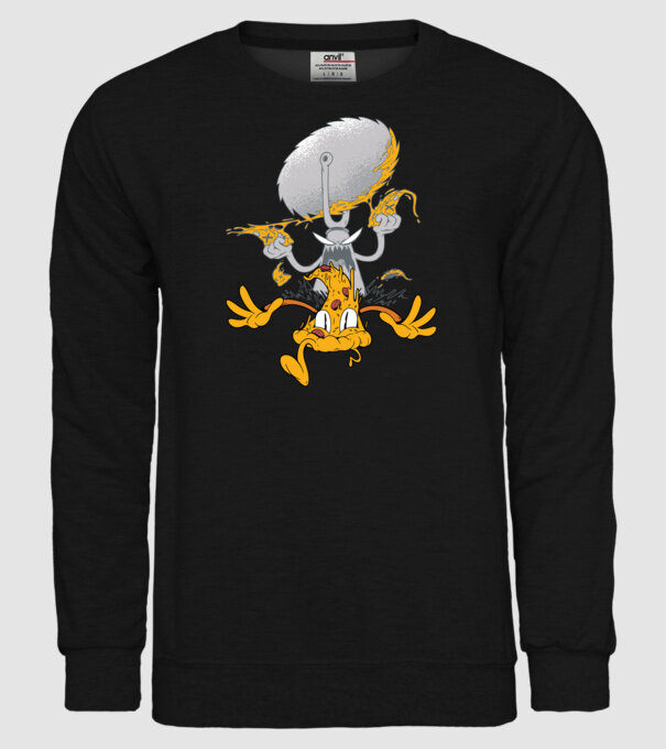 Monstru tăietor de Pizza model negru pe tricou