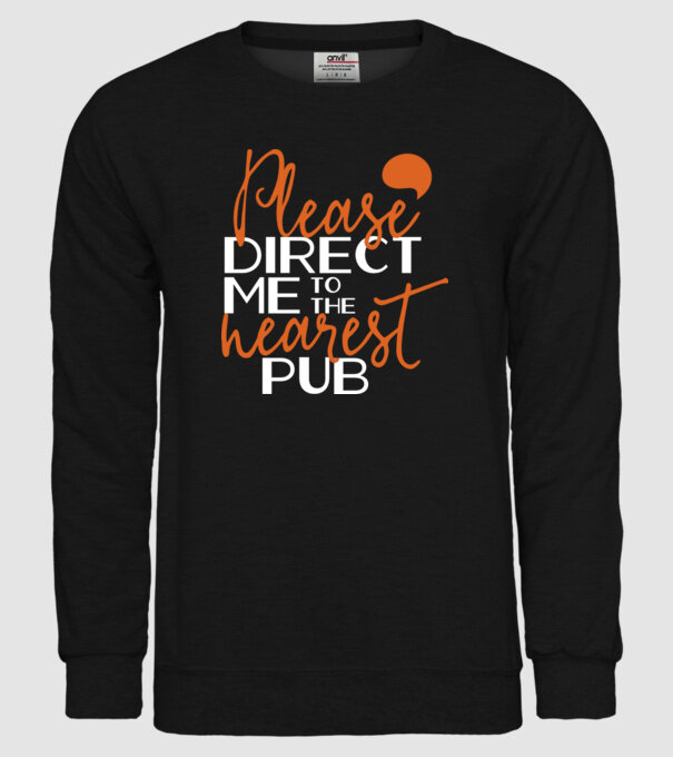 Please direct me to the nearest pub model negru pe tricou