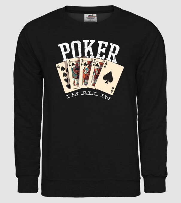 Poker All in model negru pe tricou