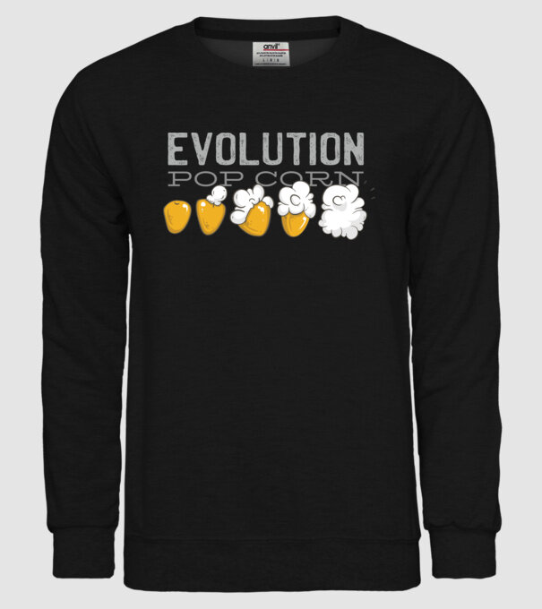 Evoluție Popcorn model negru pe tricou