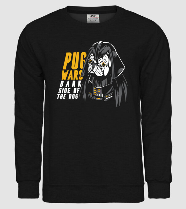 Pug Wars Mops model negru pe tricou