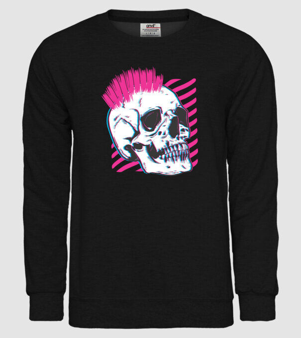 Craniu Punk model negru pe tricou