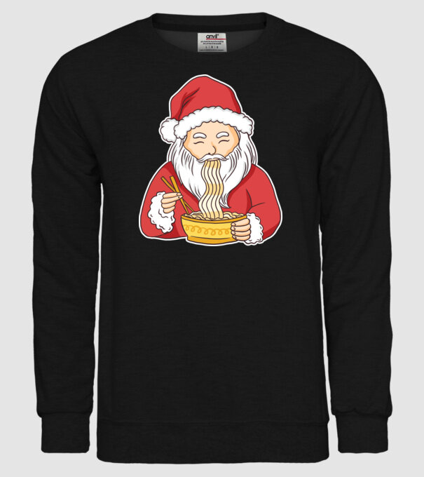 Moș Crăciun Ramen model negru pe tricou