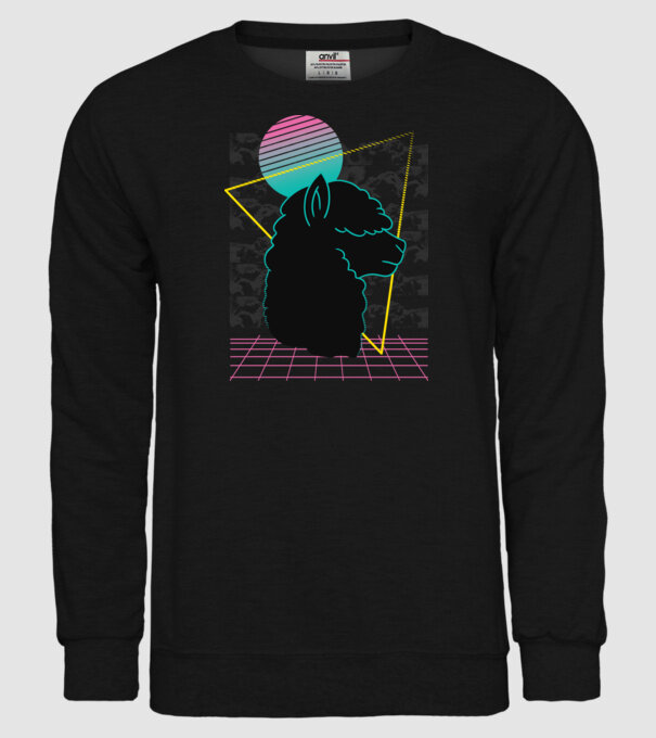 Retro Alpaka model negru pe tricou