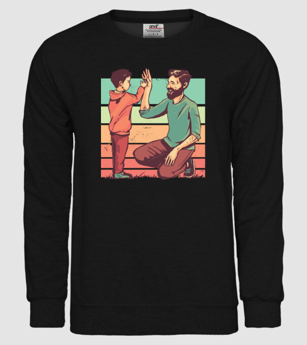 Tată și fiu retro model negru pe tricou