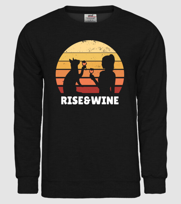 Fată Retro cu pisică și vin model negru pe tricou