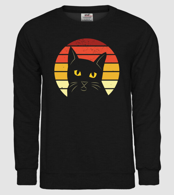 Cap pisică retro model negru pe tricou