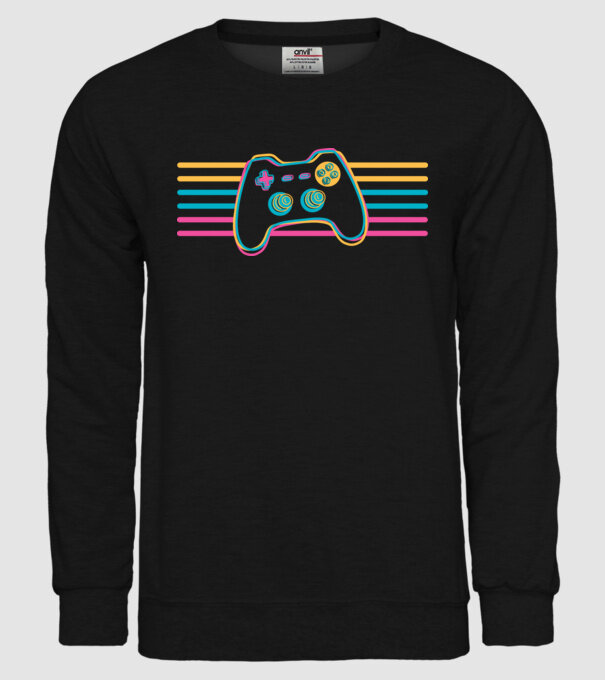 Gamer Controler Retro model negru pe tricou