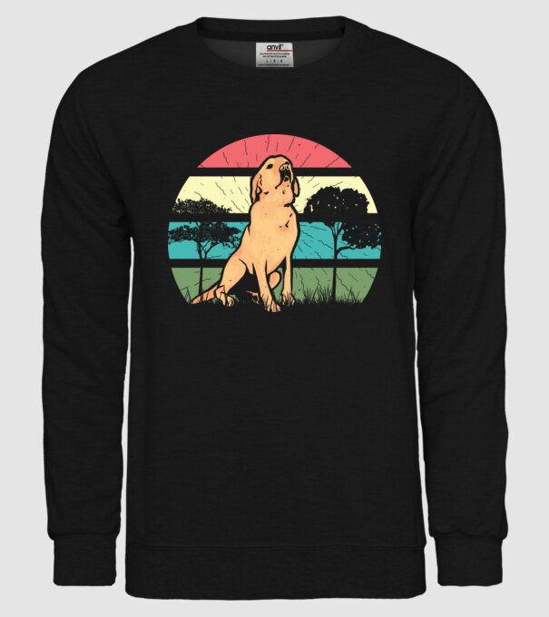 Golden Retriever retro model negru pe tricou