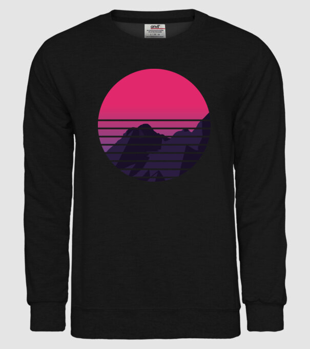 Retro Munte model negru pe tricou