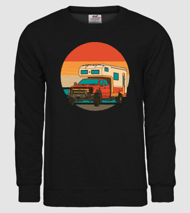 Campervan Retro model negru pe tricou