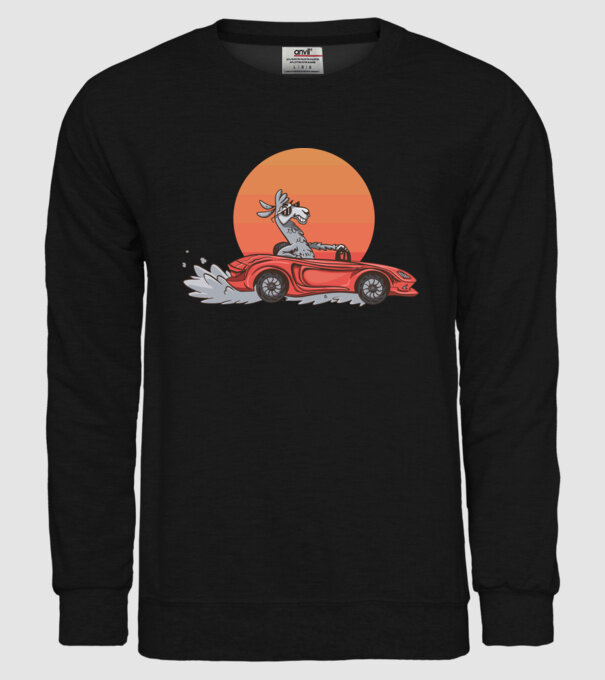Mașină Retro Llama model negru pe tricou
