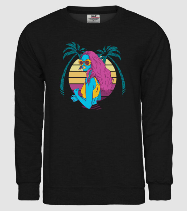 Fată Retro model negru pe tricou
