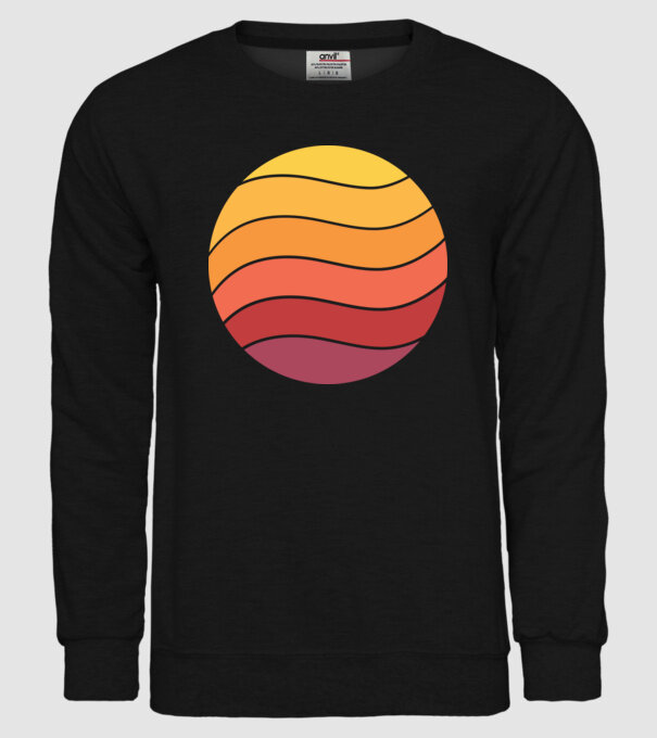 Fond Retro Apus de soare model negru pe tricou