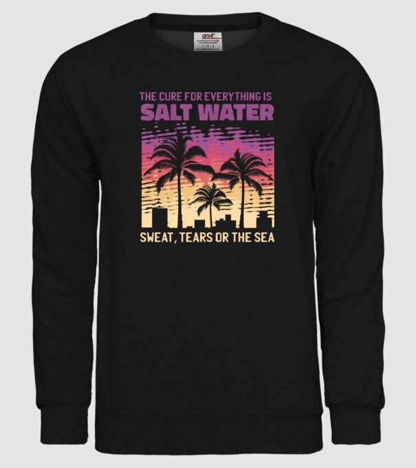 Retro Sunset - Apa sărată este leac pentru orice model negru pe tricou
