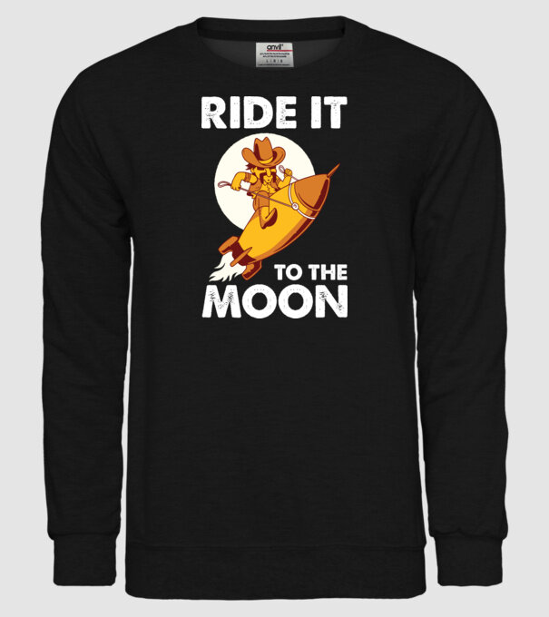Ride it to the moon Bitcoin model negru pe tricou
