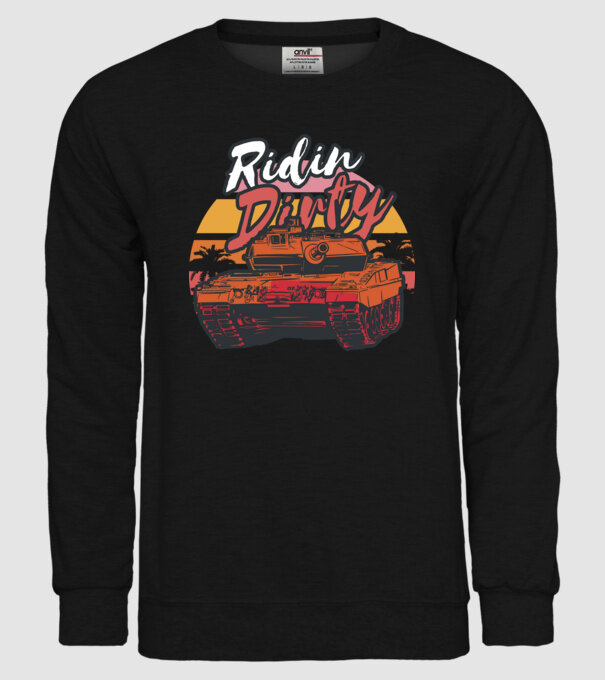 Ridin Dirty tricou cu tanc model negru pe tricou