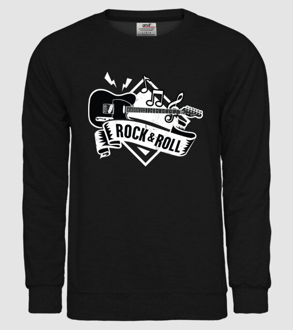Rock & Roll chitară model negru pe tricou