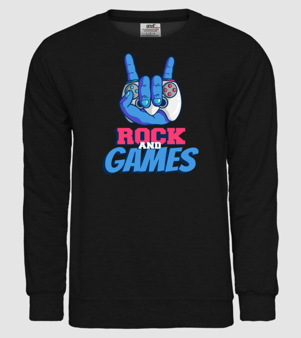 Rock And Games model negru pe tricou