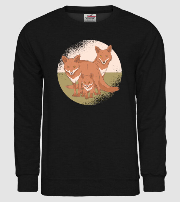 Familie Vulpe model negru pe tricou