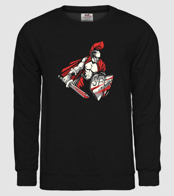 SPQR războinic Roman model negru pe tricou