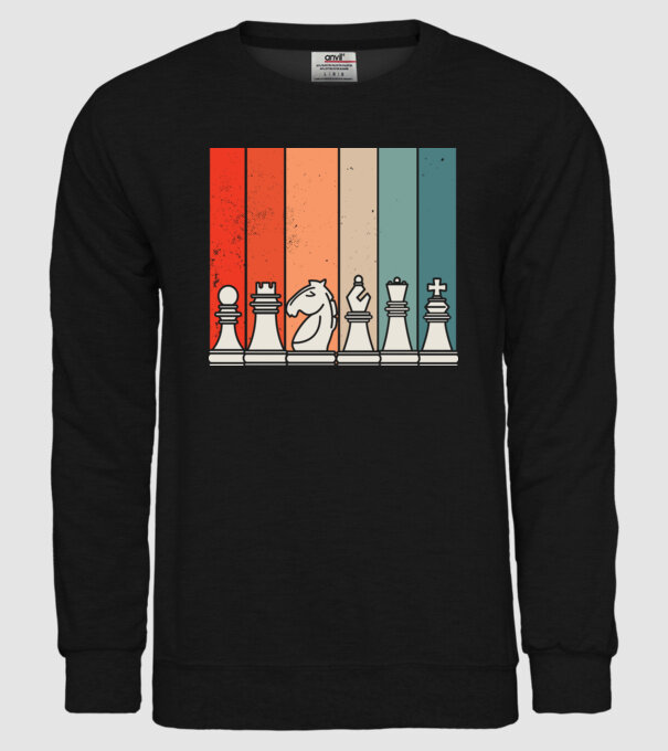 Șah Retro model negru pe tricou