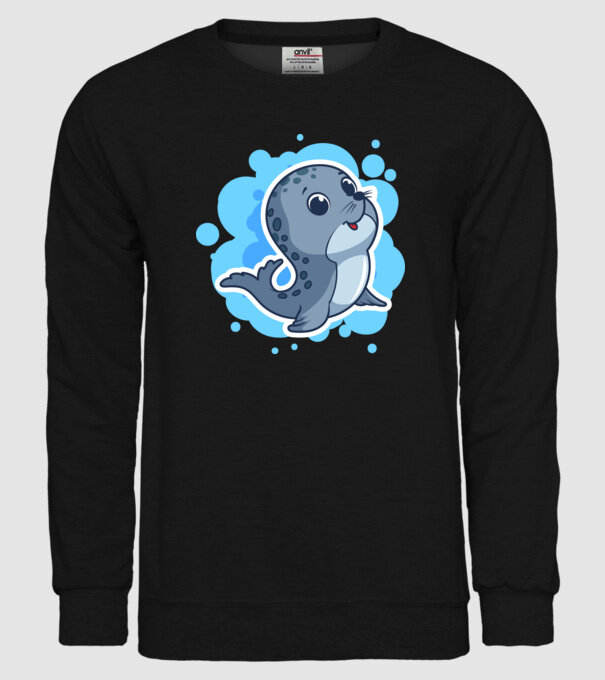 Sea Lion - Focă drăguță model negru pe tricou