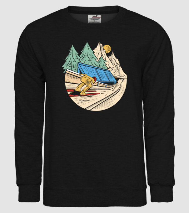 Săritor cu schiuri model negru pe tricou