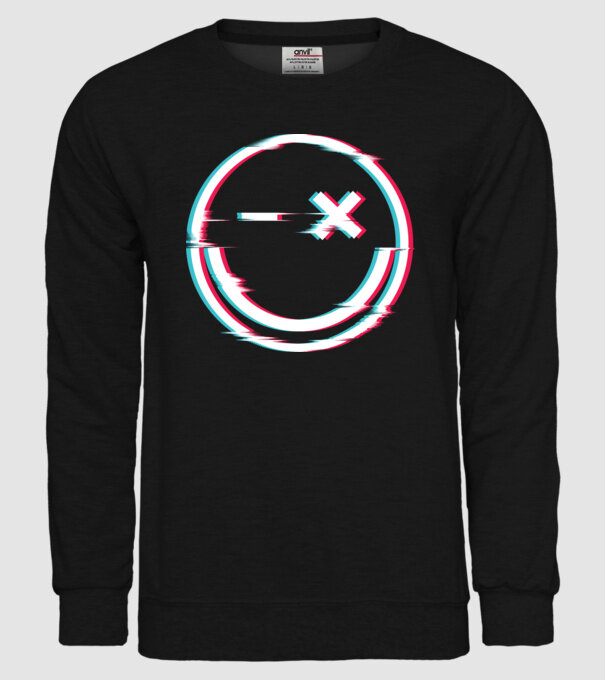Smile glitch neon tiktok style model negru pe tricou