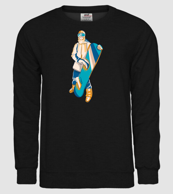 Snowboarder model negru pe tricou