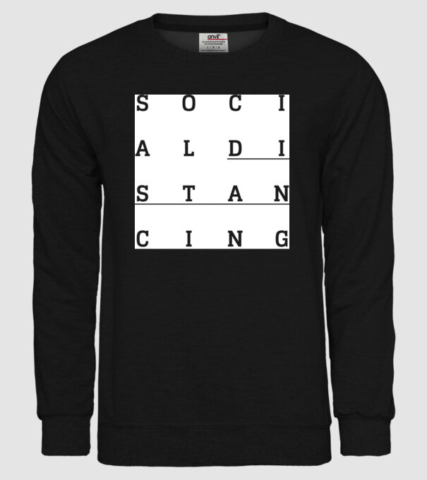 Social distancing model negru pe tricou