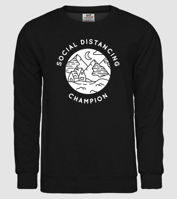 Social distancing champion model negru pe tricou