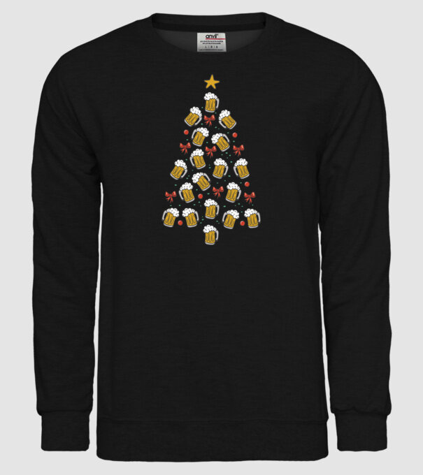 Pom de Crăciun cu Bere model negru pe tricou