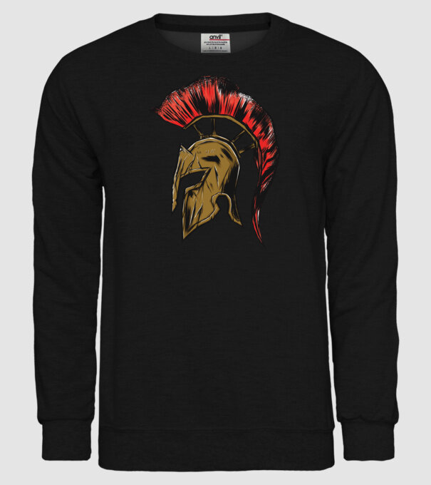 Cască războinic Sparta model negru pe tricou
