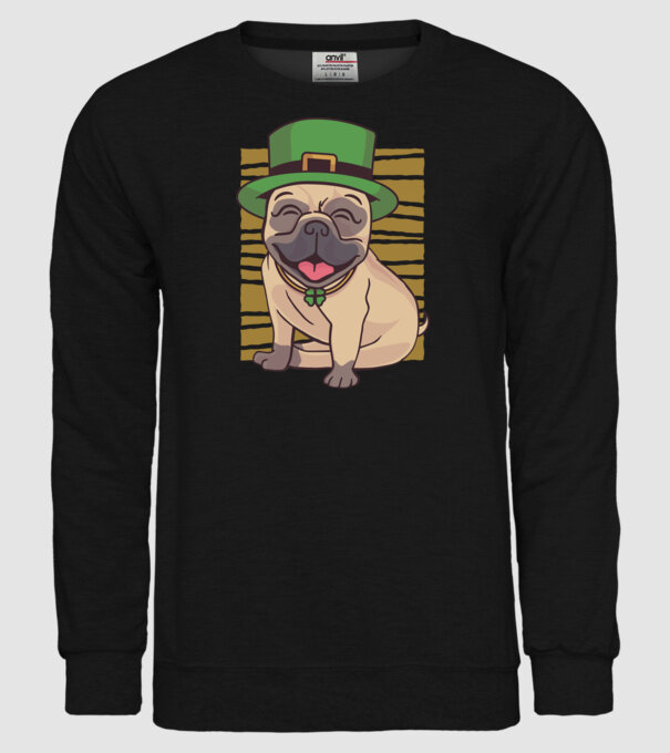 Sfântul Patrick Mops model negru pe tricou