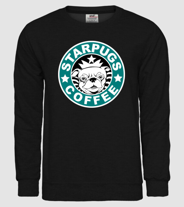 Starpugs Coffee model negru pe tricou
