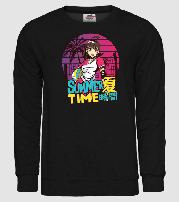 Summer Girl Anime Fată Manga model negru pe tricou