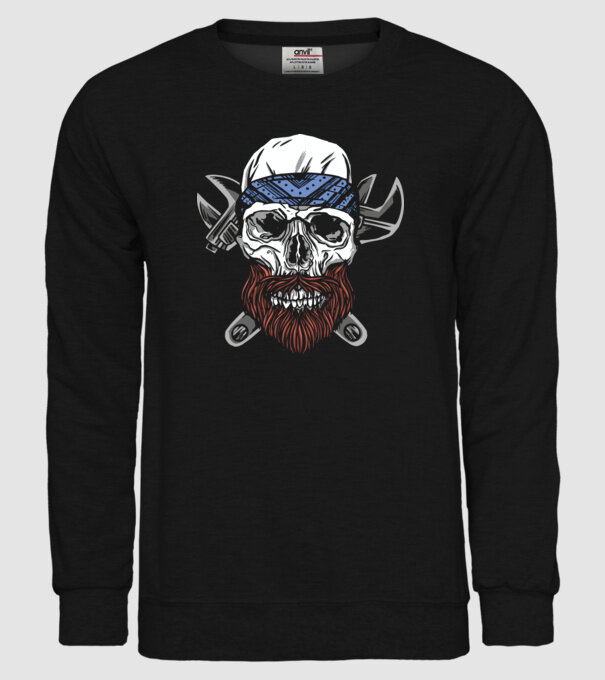 Craniu Instalator Barbă model negru pe tricou
