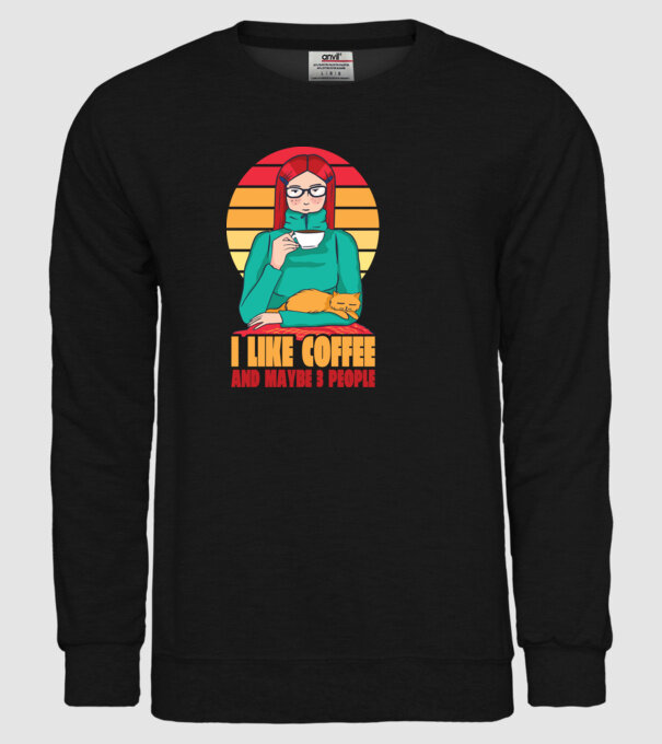 Iubesc Cafeaua și încă până la maxim 3 persoane model negru pe tricou