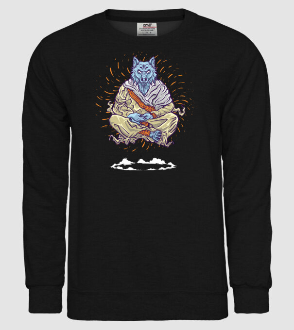 Lup Călugăr model negru pe tricou