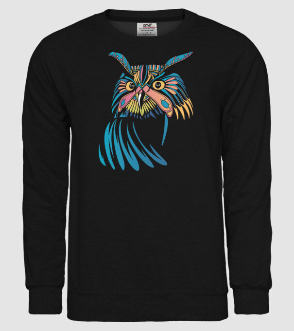 Bufniță colorată model negru pe tricou