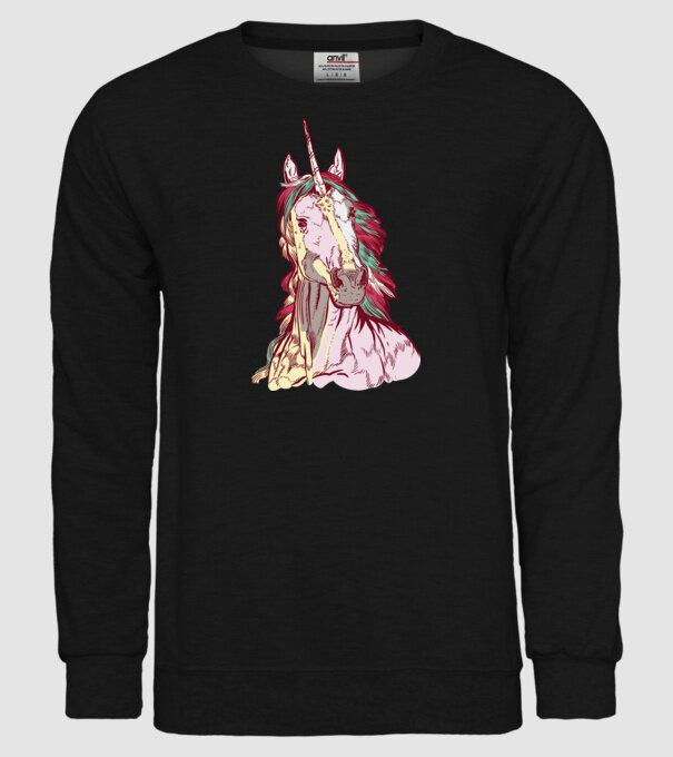 Unicorn colorat model negru pe tricou