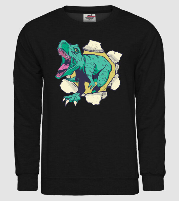 T-rex 3D model negru pe tricou