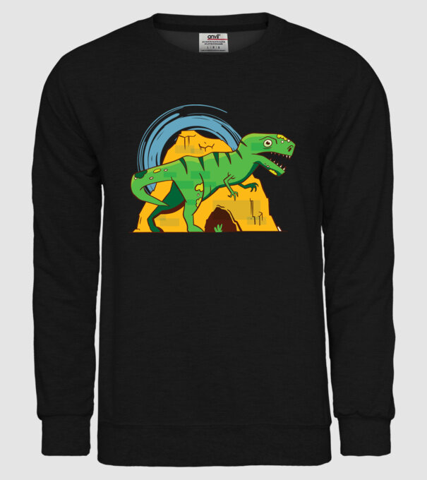 Dinozaur T-rex model negru pe tricou