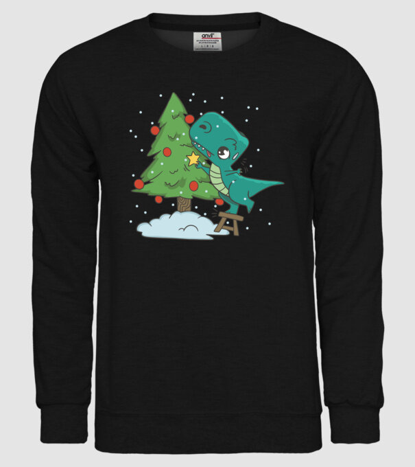 T-rex decorare pom de Crăciun model negru pe tricou